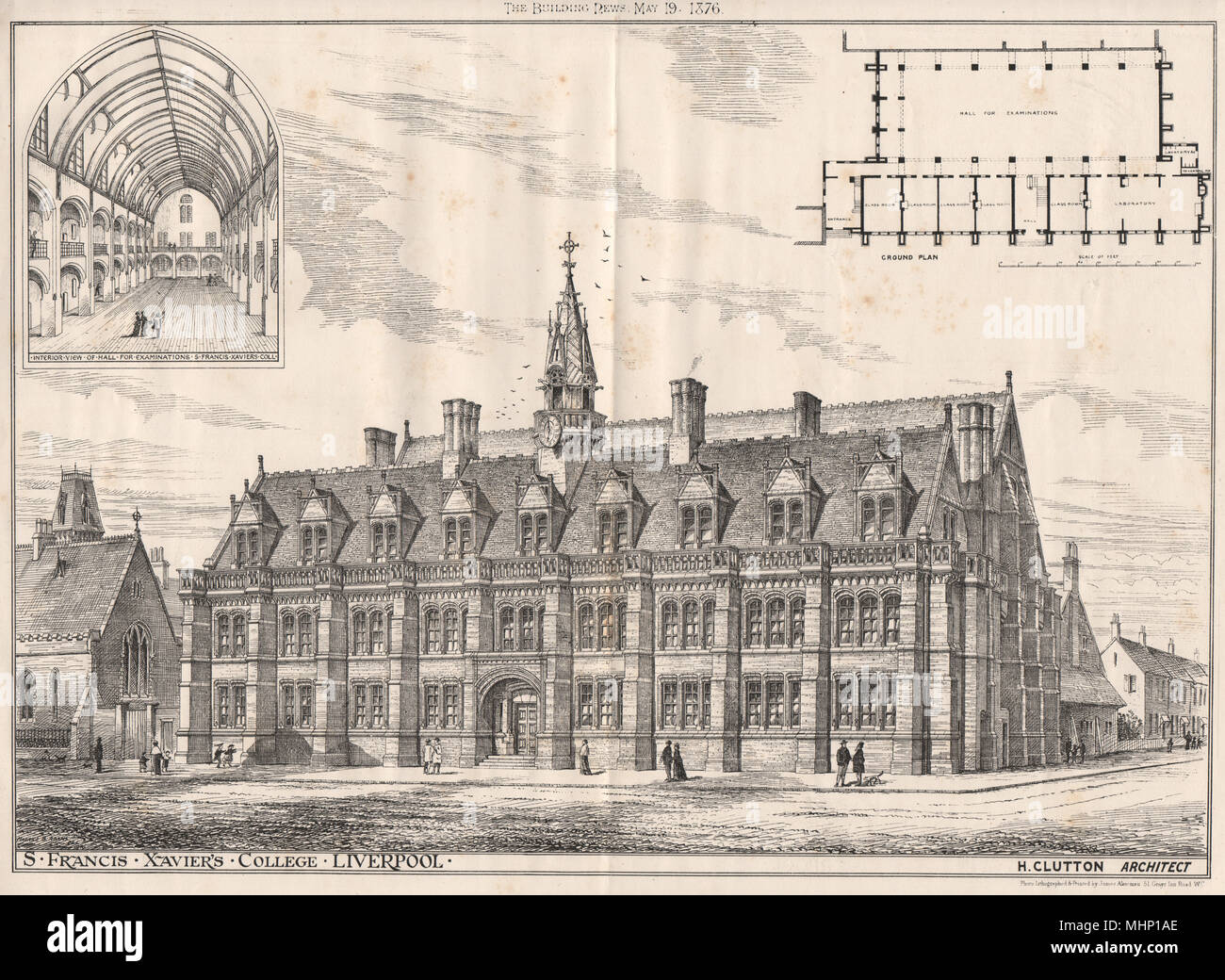 S. Francesco Saverio's College, Liverpool; H. Clutton, architetto 1876 antica stampa Foto Stock