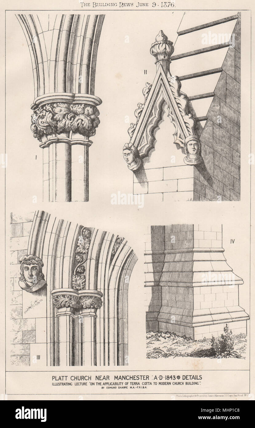 Chiesa Platt, vicino Manchester 1876 antica vintage delle immagini di stampa Foto Stock