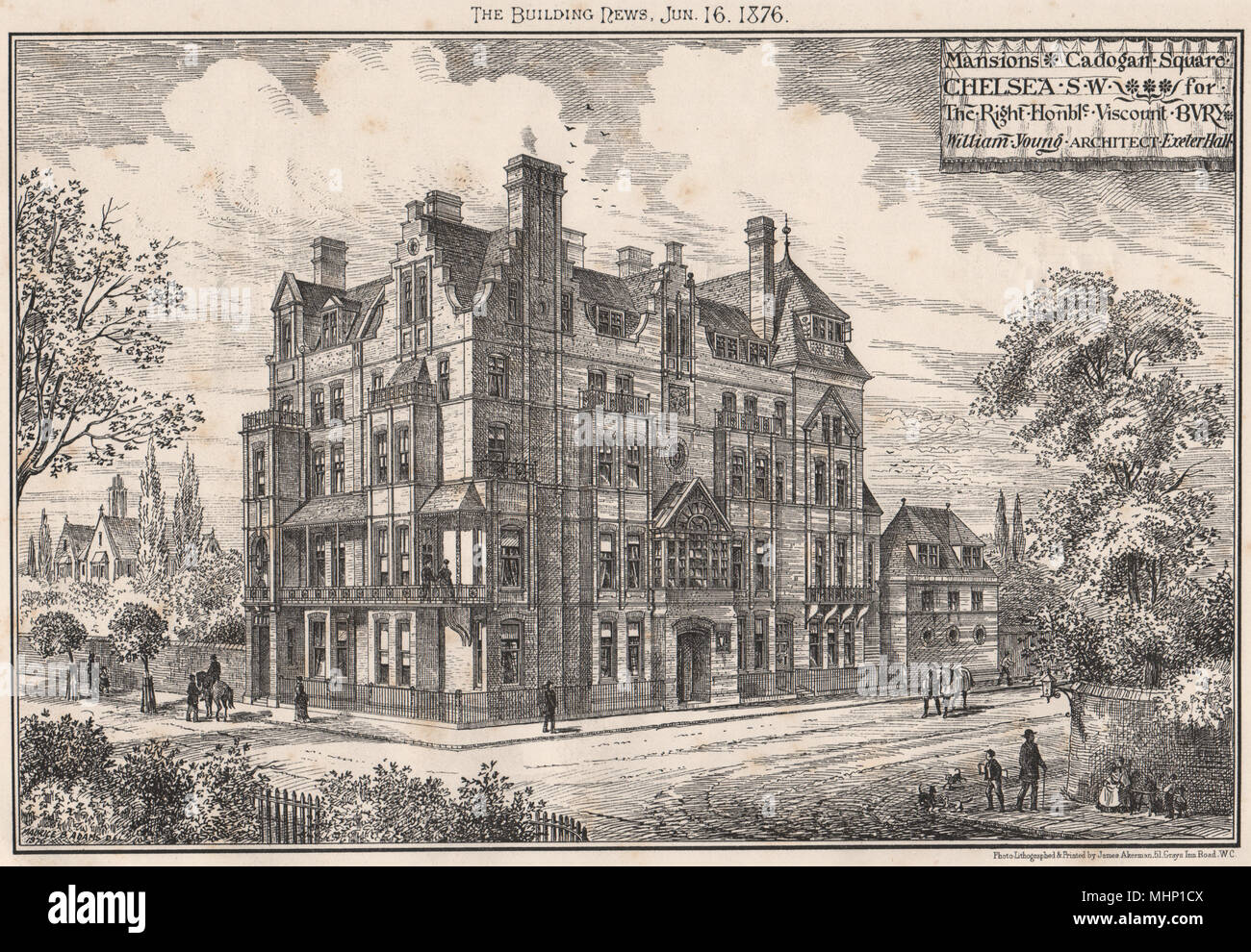 Palazzi, Cadogan Square, Chelsea (Visconte Bury); William giovane architetto 1876 Foto Stock