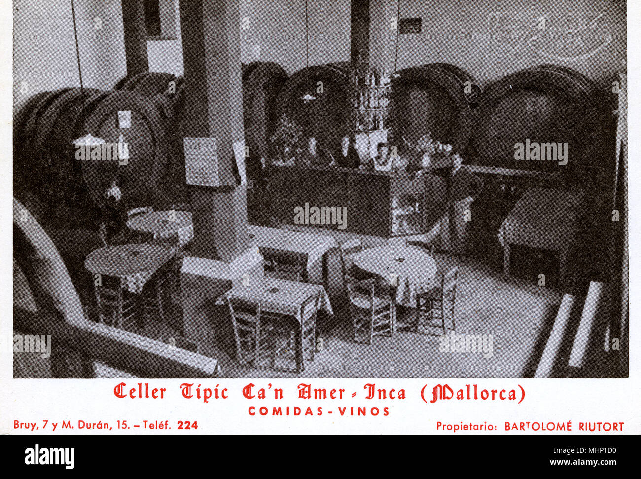 Tipico wine bar e caffè, Can Amer, Inca, Maiorca, Spagna Foto Stock