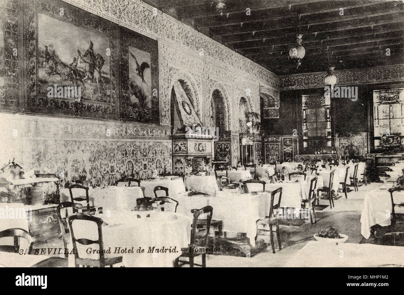 Sala da pranzo, Grand Hotel de Madrid, Siviglia, Spagna Foto Stock