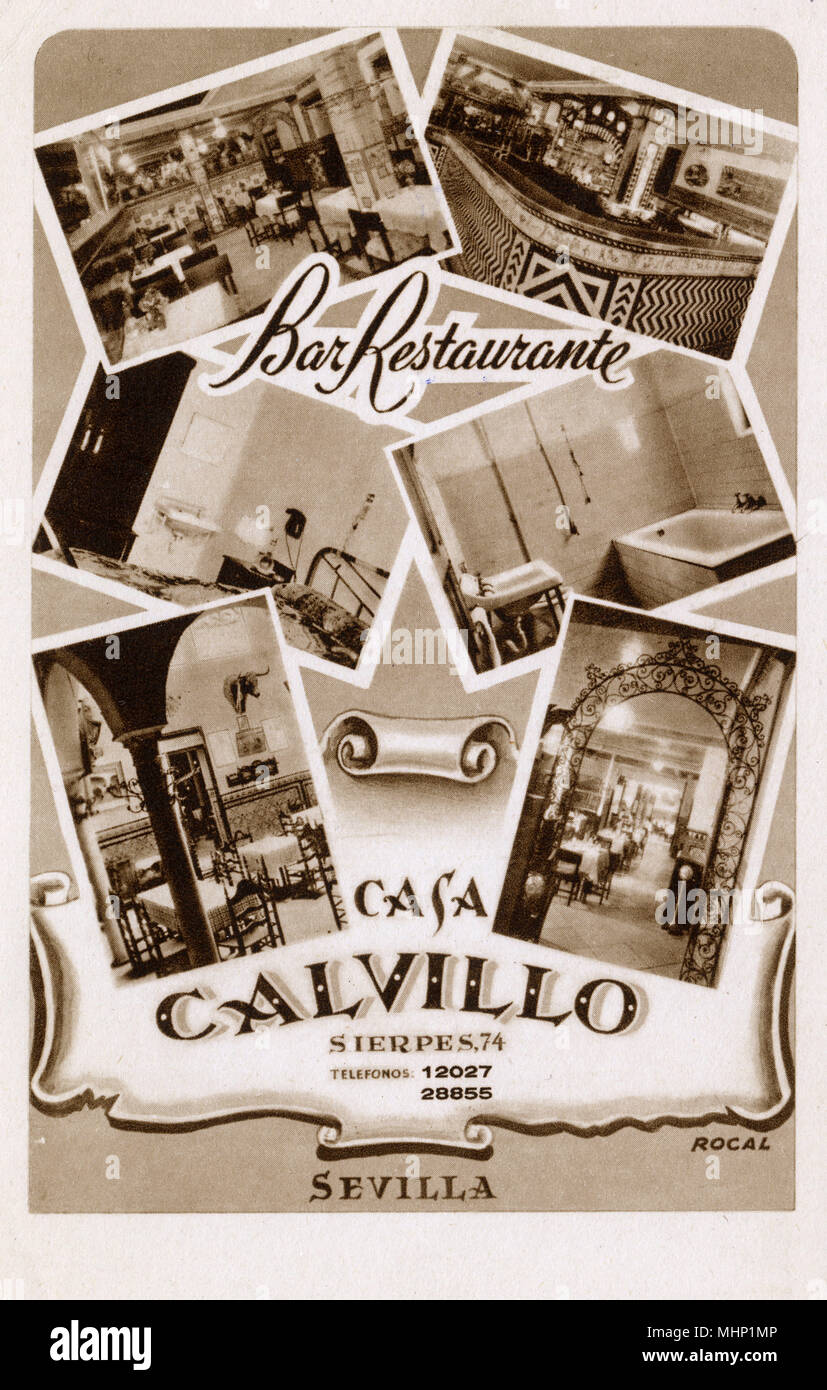 Casa Calvillo, hotel, bar e ristorante, Calle Sierpes, Siviglia, Spagna. Data: circa 1950s Foto Stock