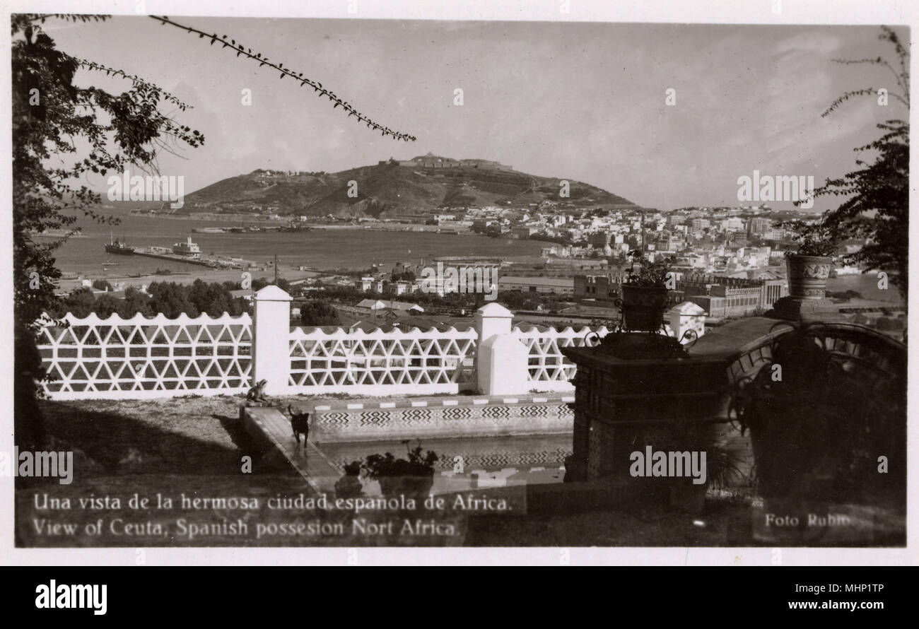 Vista di Ceuta, città spagnola in Marocco, Nord Africa Foto Stock