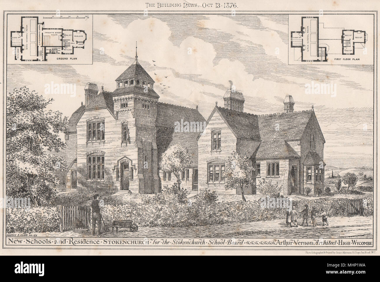 Scuole & residence,per la Stokenchurch School Board; Arthur Vernon Archt 1876 Foto Stock