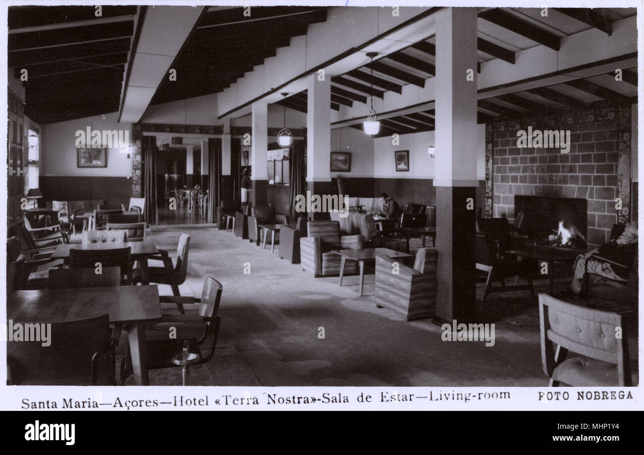Lounge, Hotel Terra nostra, Isola di Santa Maria, Azzorre Foto Stock