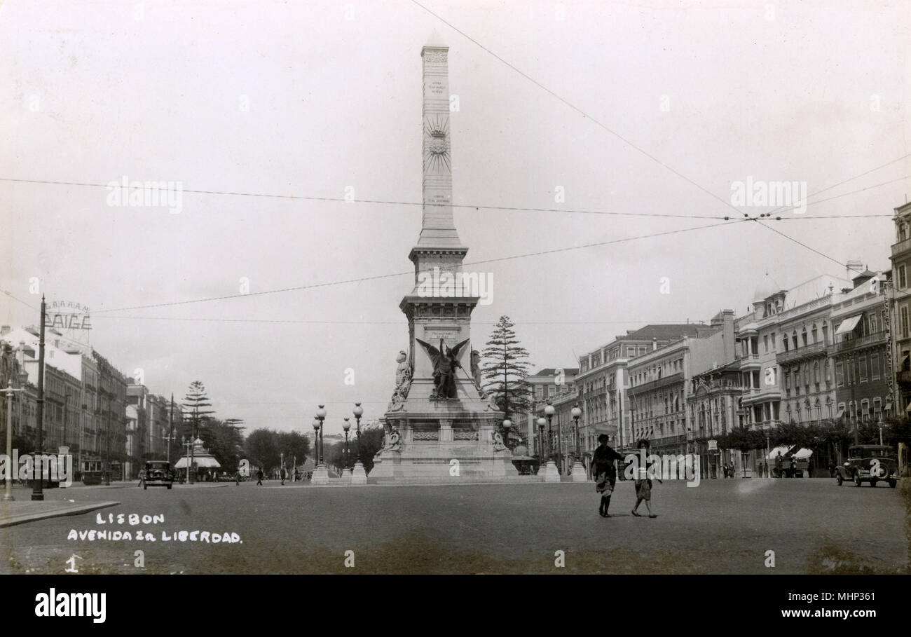 Monumento in Avenida da Liberdade, Lisbona, Portogallo Foto Stock