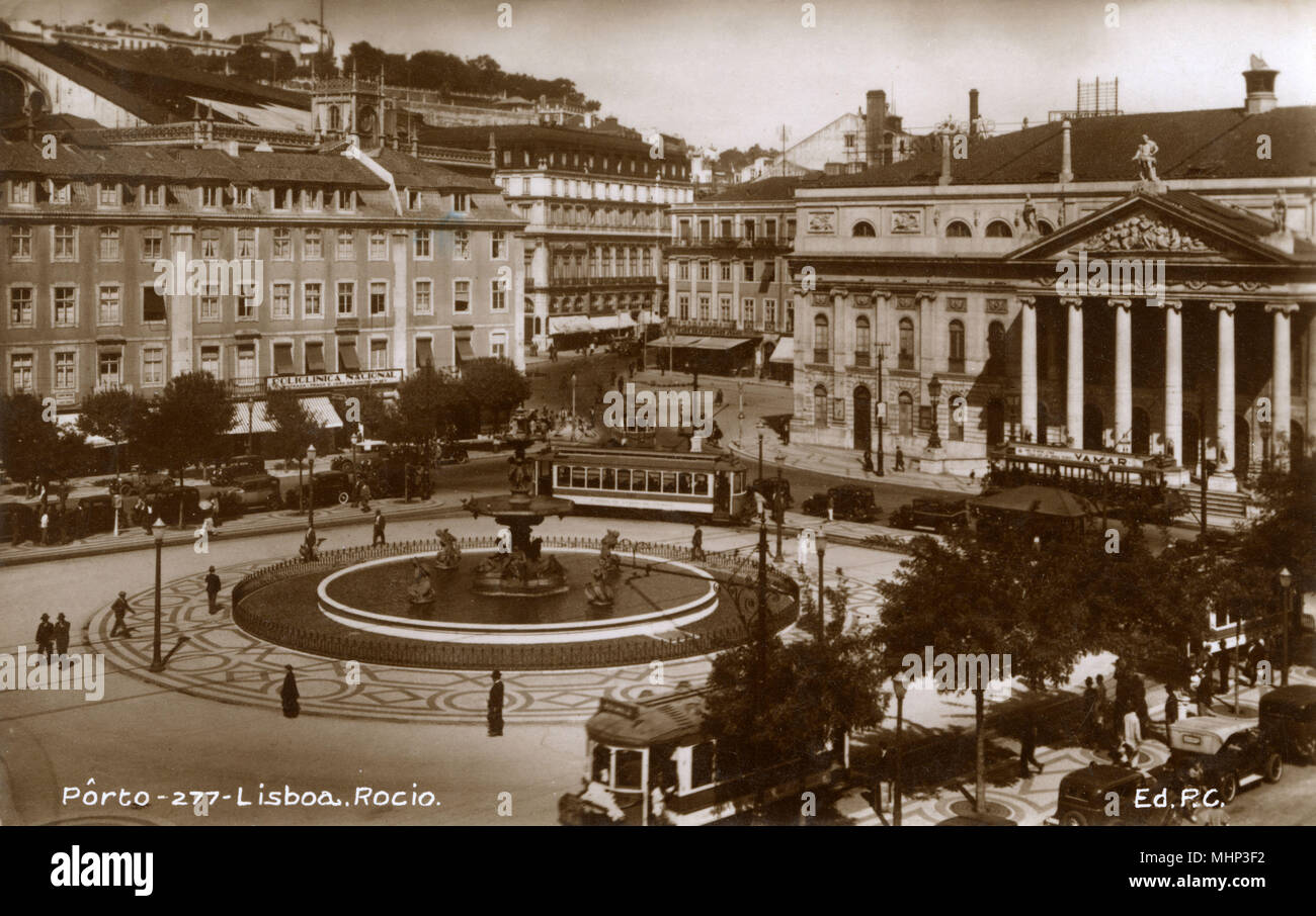Piazza Rossio, Lisbona, Portogallo Foto Stock