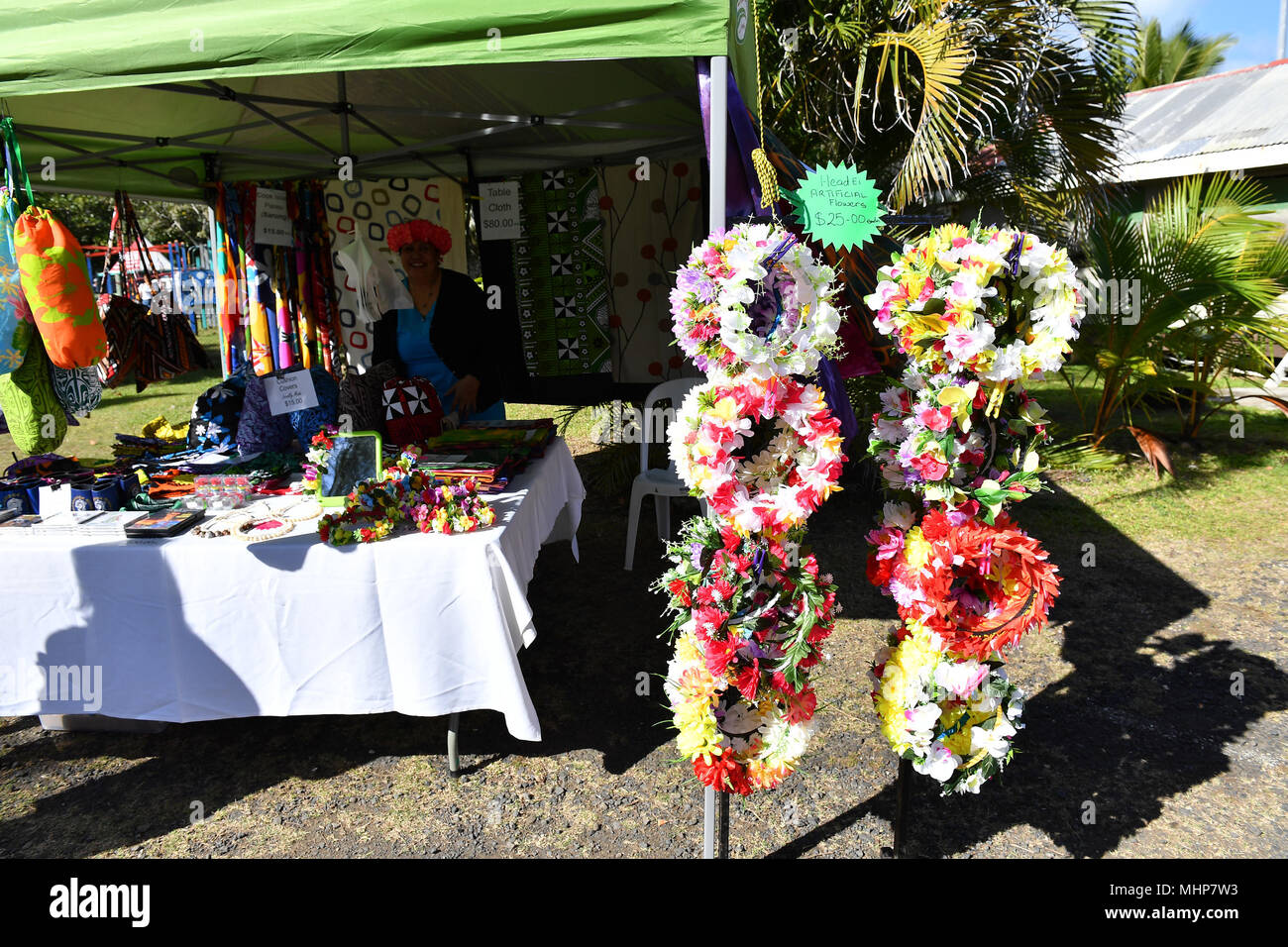 RAROTONGA - 19 agosto 2017 - Punanga Nui mercato culturale è un 'must do' per i visitatori delle Isole Cook come è piuttosto un patrimonio culturale offrono Foto Stock