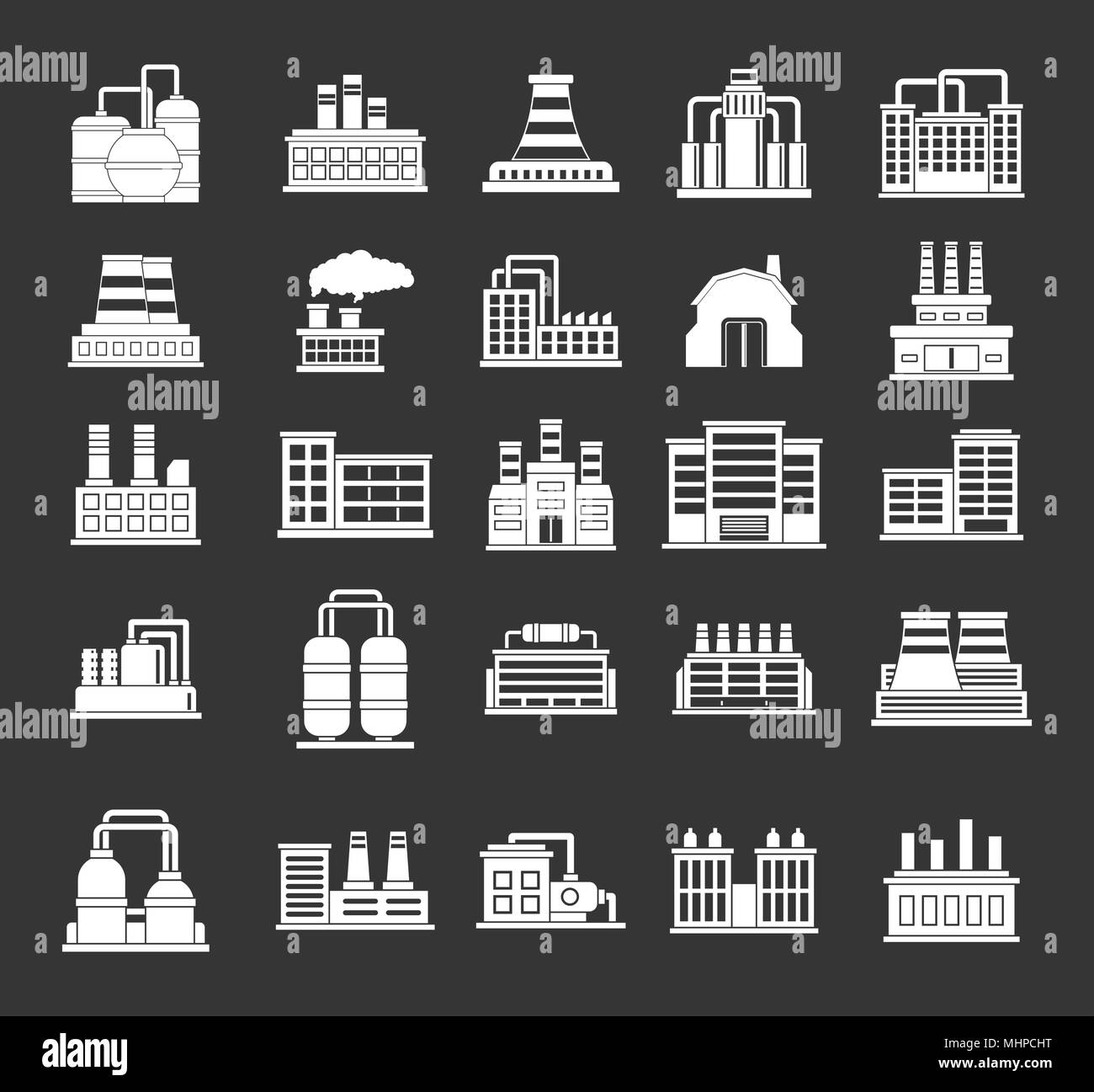 Factory icona set vettore grigio Illustrazione Vettoriale