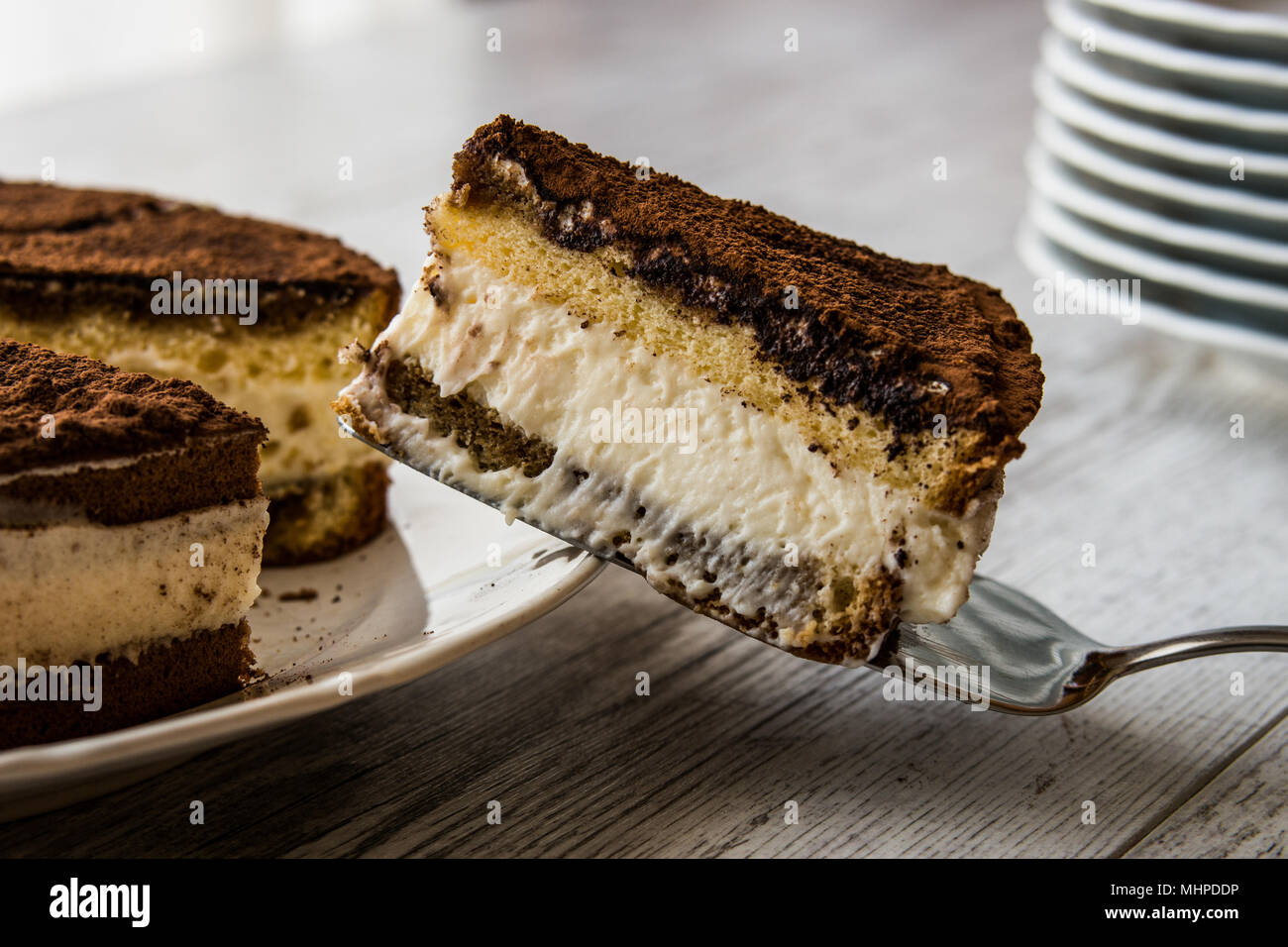 Il tiramisù è un famoso caffè aromatizzato con dolce italiano Foto Stock