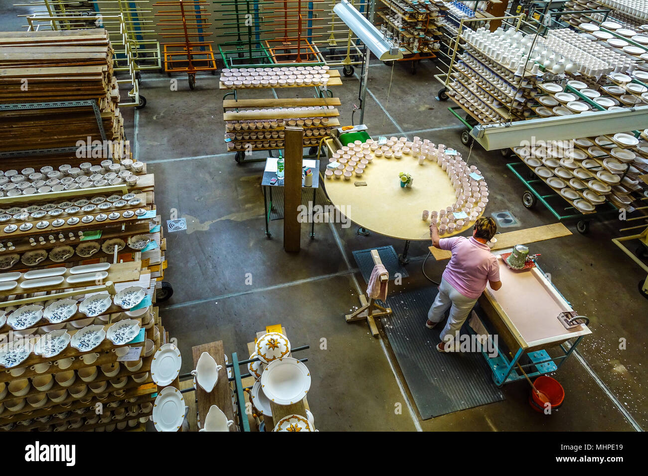 Manifattura Porcellane Meißen hall, produzione di porcellana, Sassonia, Meissen Germania Foto Stock