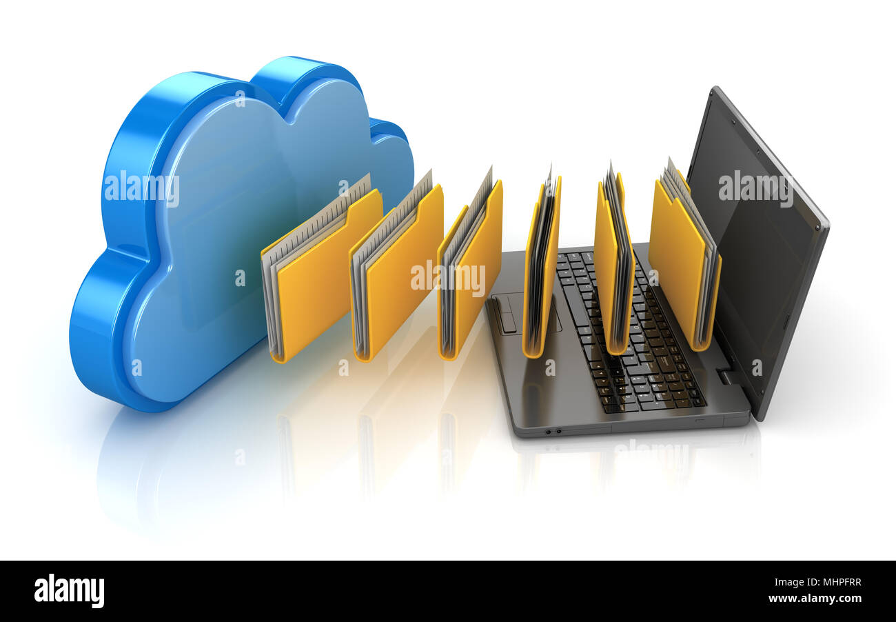 Il Cloud Computing il concetto di sistema , questo è un rendering 3d generate computer immagine. Isolato su bianco. Foto Stock