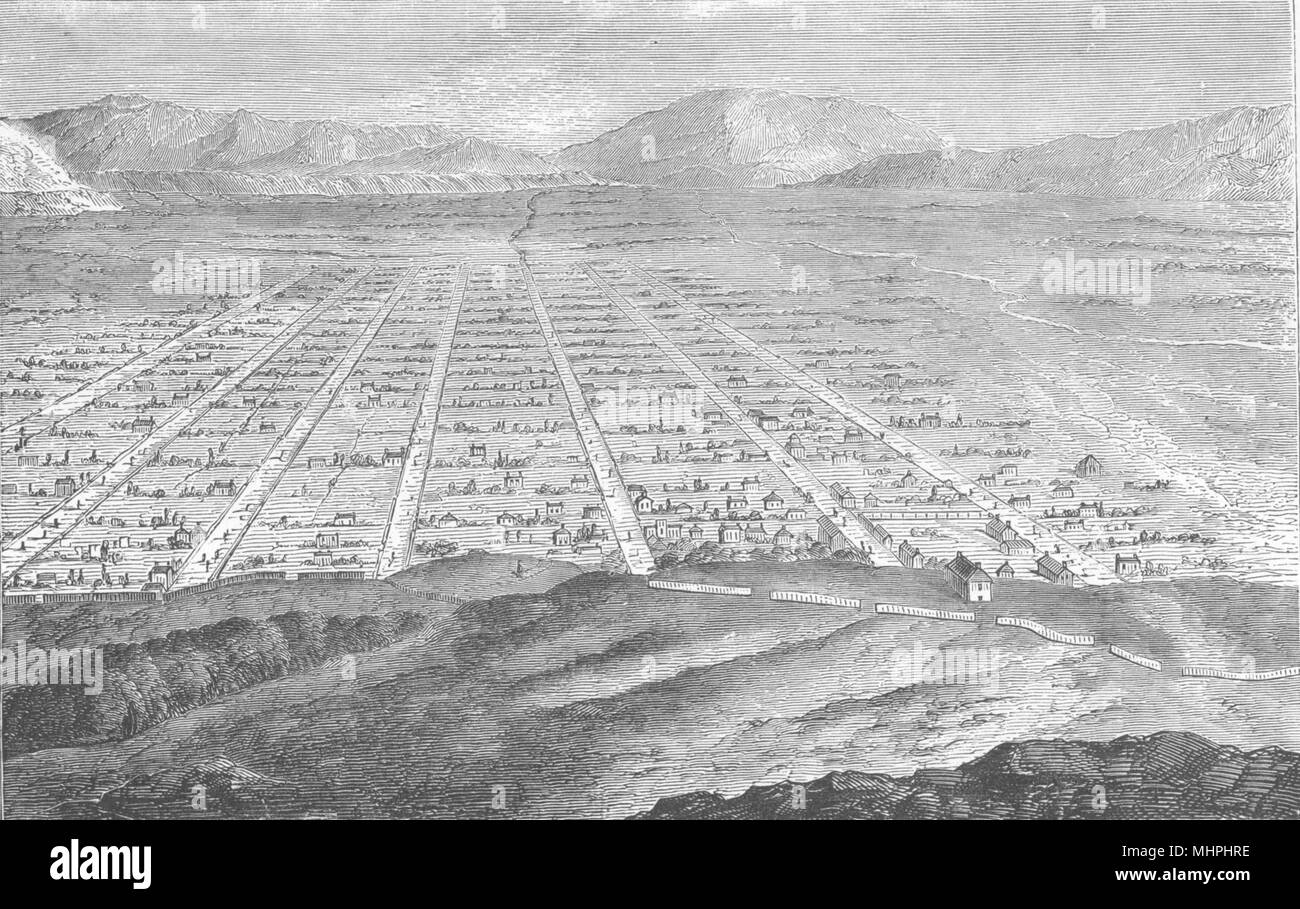 UTAH. Salt Lake City, Utah, U. S. (la capitale mormone) 1880 antica stampa Foto Stock