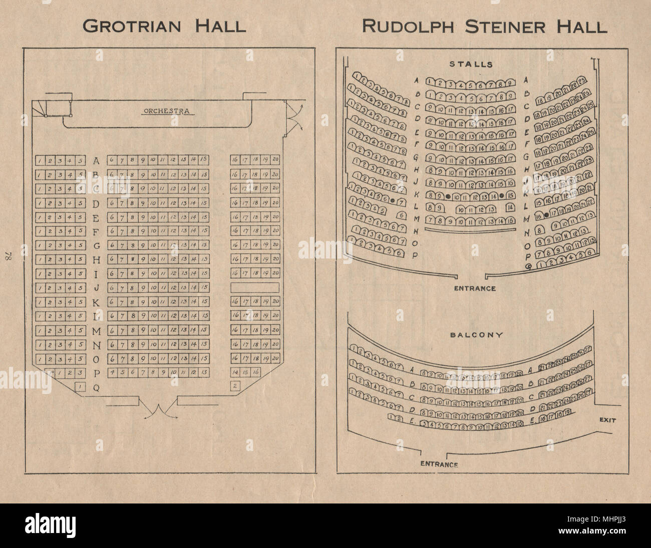 GROTRIAN HALL/RUDOLPH STEINER HALL. Pianta del Teatro. Londra. Il Wigmore Street 1936 Foto Stock