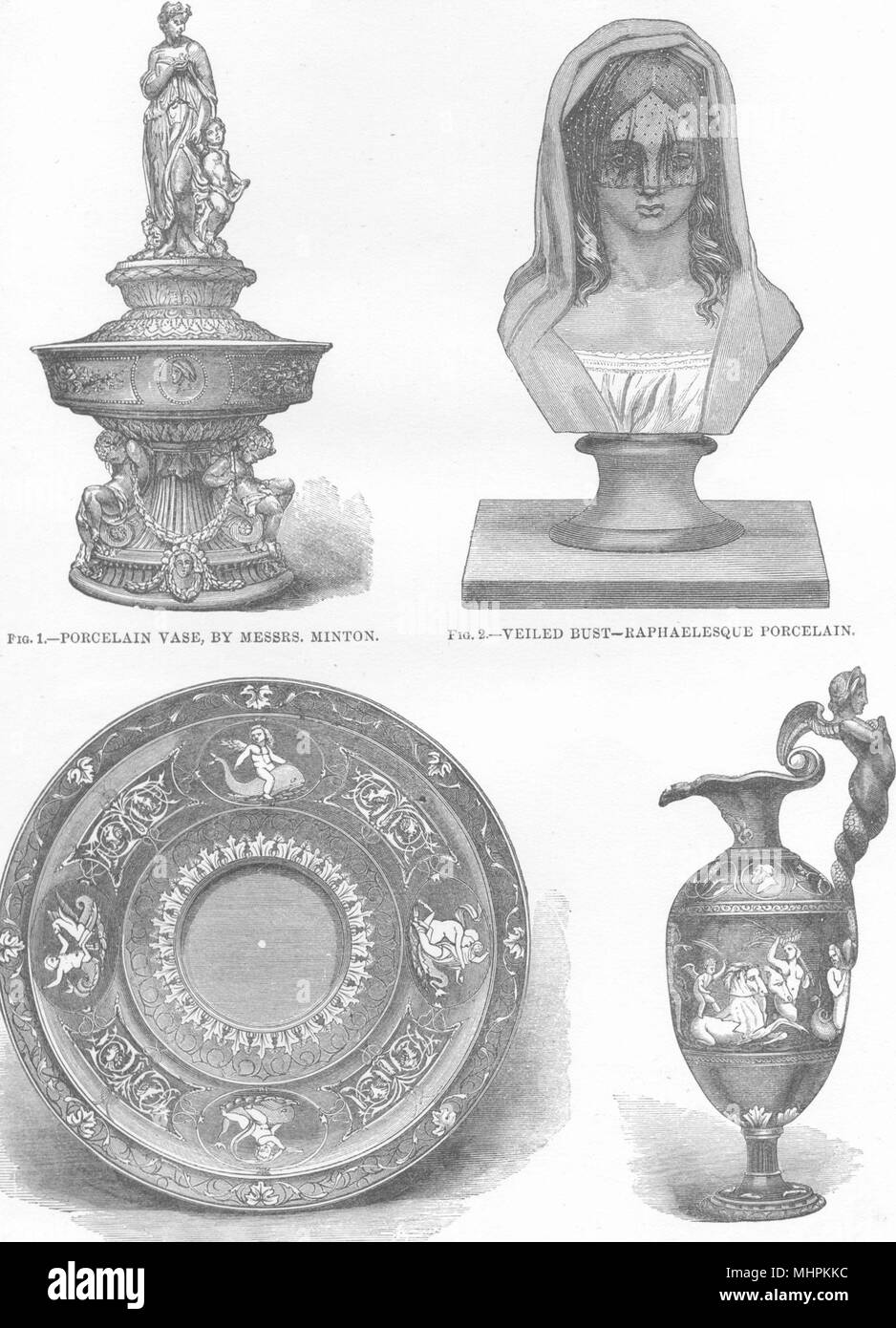 Arte Ceramica. Vaso di porcellana, Minton; Raphaelesque; Royal Opera, Worcester 1880 Foto Stock