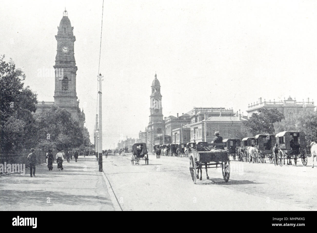 ADELAIDE. King William Street, a nord di Victoria Square. Carrelli 1900 Foto Stock