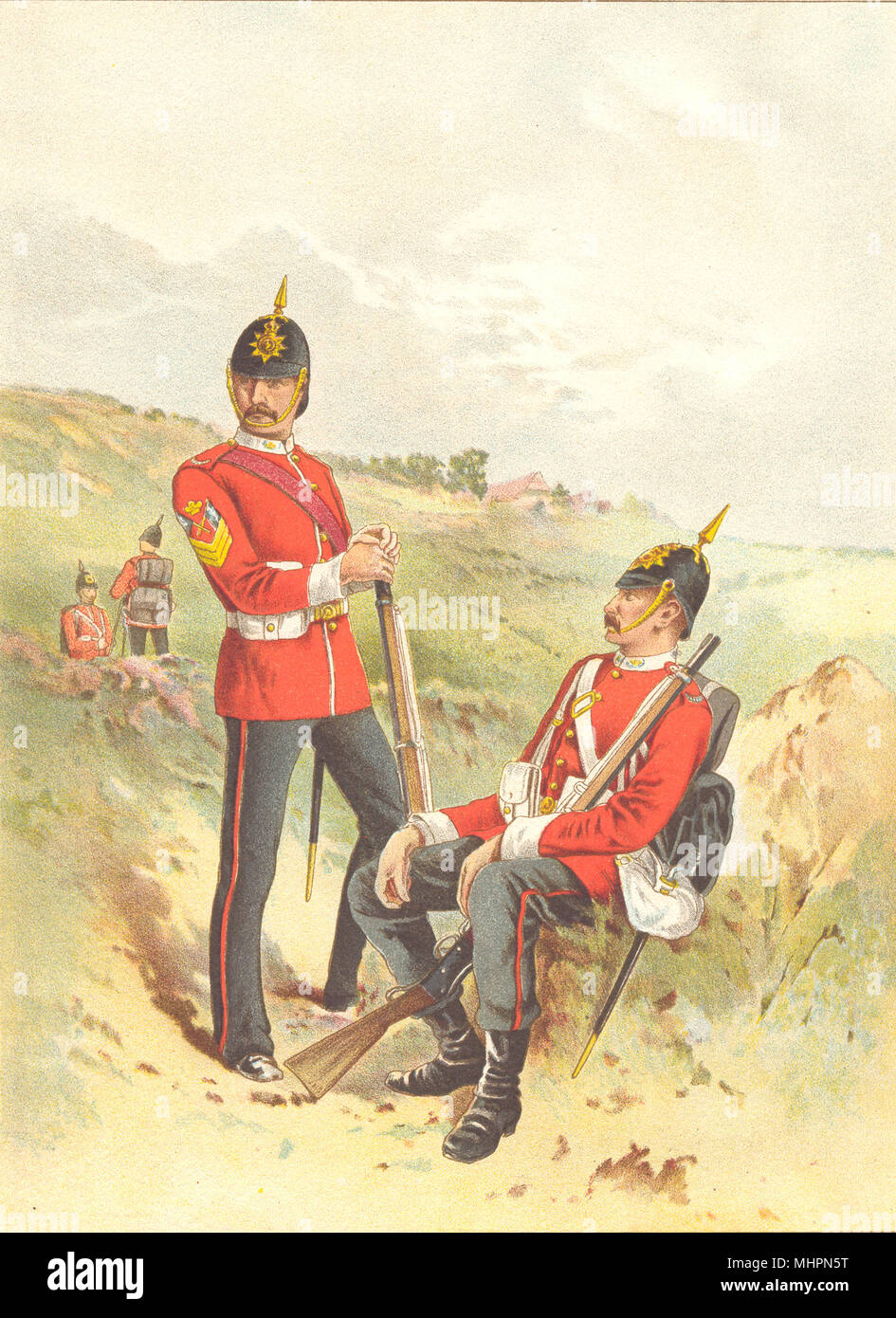 Esercito britannico uniformi. La 57th - Duca di Cambridge la propria (Middlesex) 1890 Foto Stock
