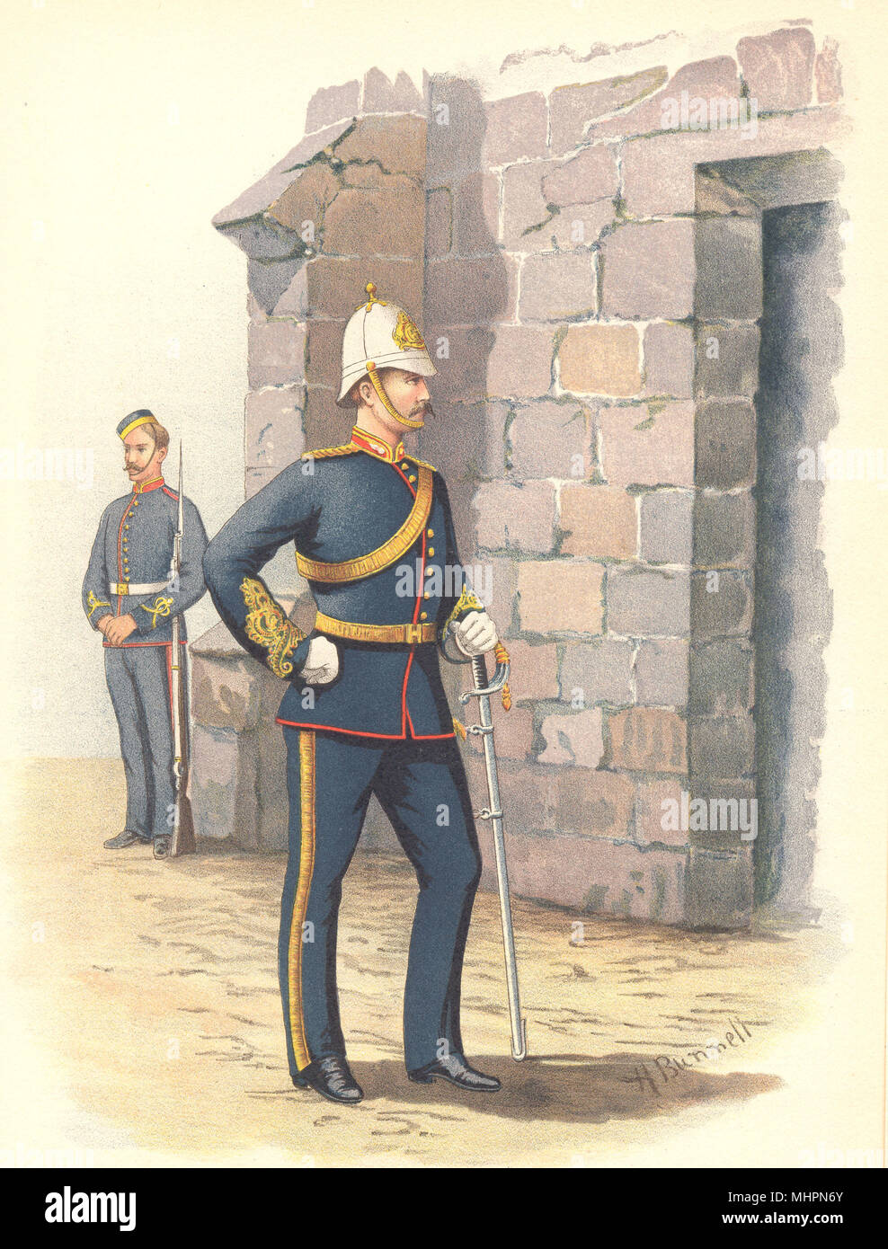 Milizia canadese (esercito) uniformi. L'Halifax Garrison Artillery 1890 stampare Foto Stock