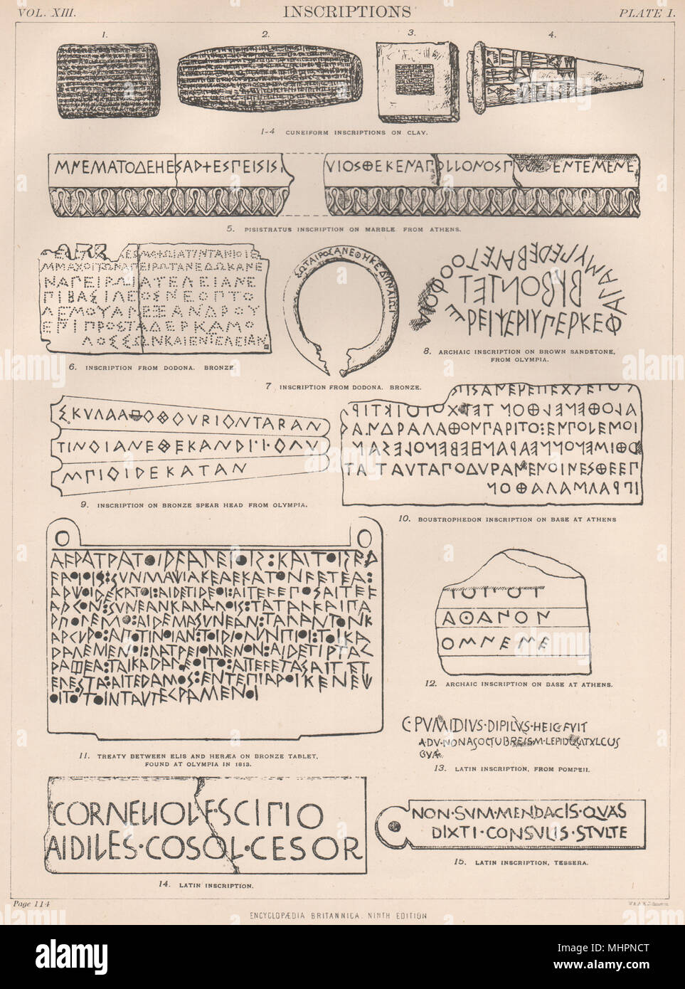 Iscrizioni cuneiformi Dodna Pisistratus Olympia Atene Heraea Elis Tessera 1898 Foto Stock