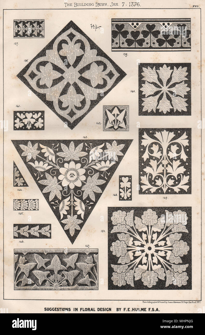 Suggerimenti di sentori floreali; Design by F.E. Hulme F.S.A.. (Decorativi 15) 1876 stampare Foto Stock