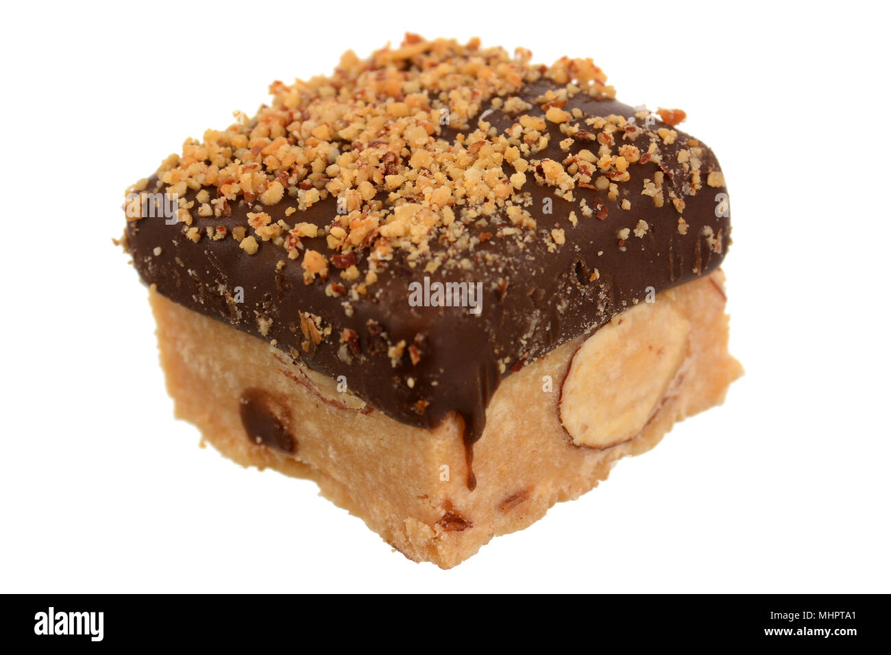 Torta al cioccolato cubo con le mandorle Foto Stock