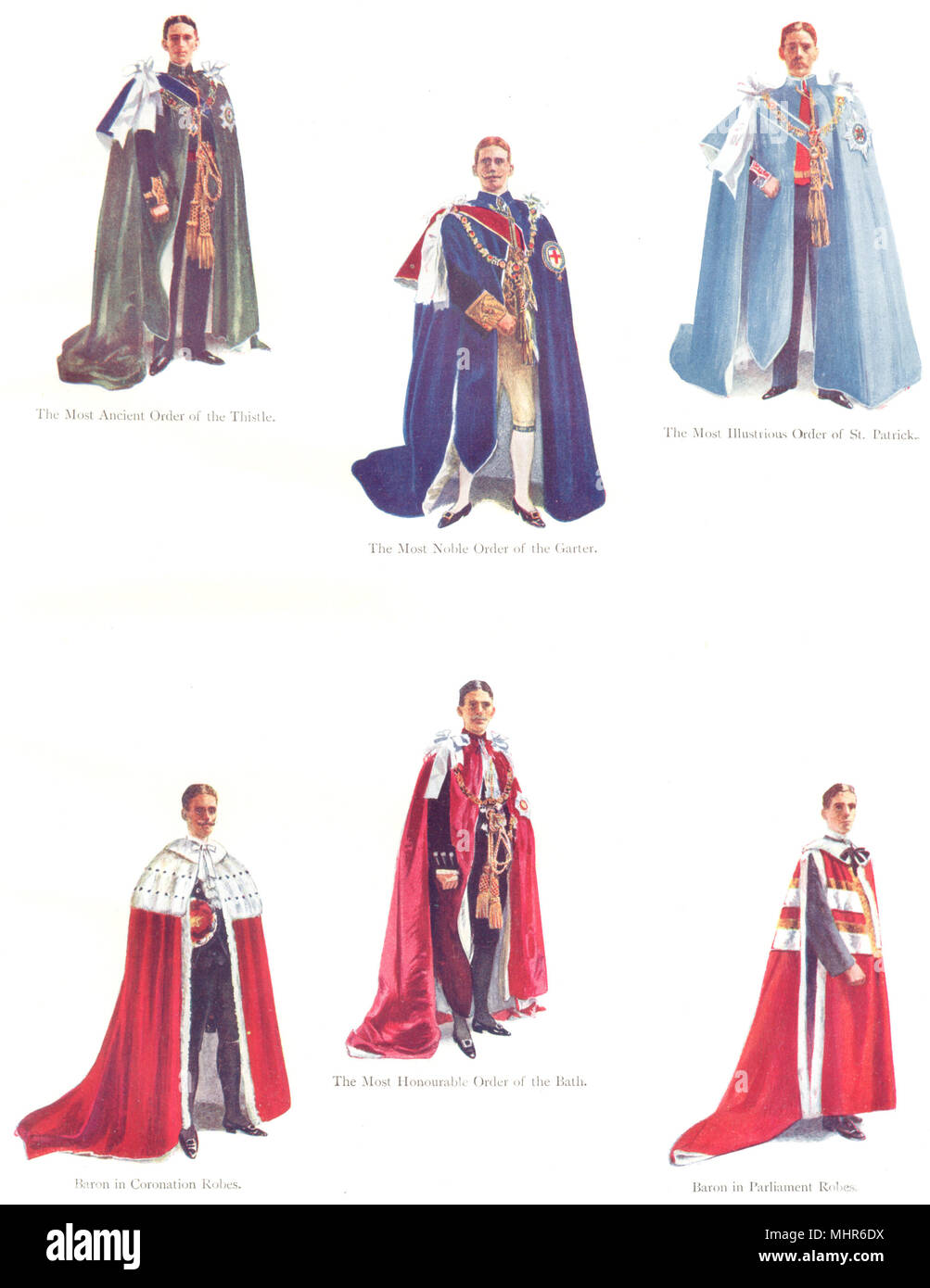 Accappatoi. Ordine di Thistle Garter Bath St Patrick; il barone incoronazione europeo 1910 Foto Stock