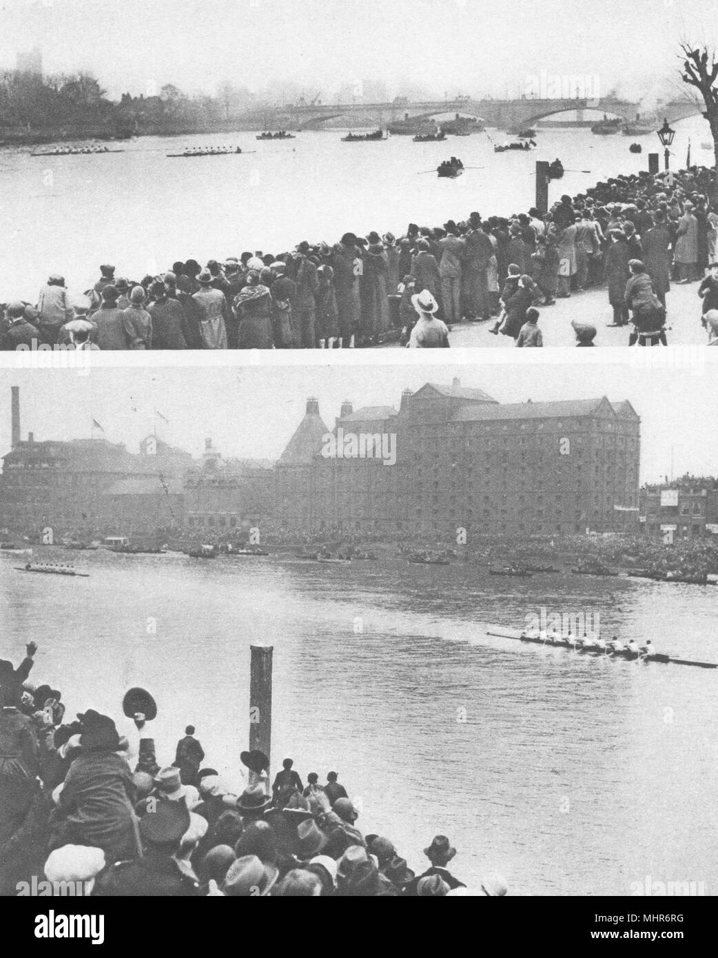 Londra. Gamma University Boat Race. Oxford Cambridge. Inizio e fine 1926 Foto Stock
