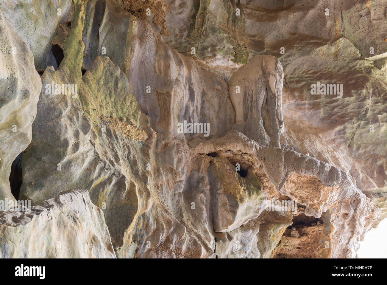 Stalattiti che assomiglia all'interno dell'elefante Tham Sang (o) Xang Grotta, conosciuta anche come la Grotta di elefante, vicino a Vang Vieng, Provincia di Vientiane, Laos. Foto Stock
