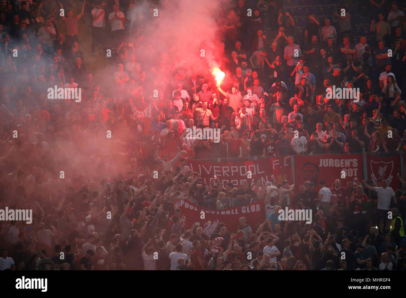Roma, Italia. Il 2 maggio 2018. Sostenitore di Liverpool durante la semi finale di UEFA Champions League , come Roma - Barcellona presso lo Stadio Olimpico di Roma Italia 02 maggio 2018 Credit: agnfoto/Alamy Live News Foto Stock