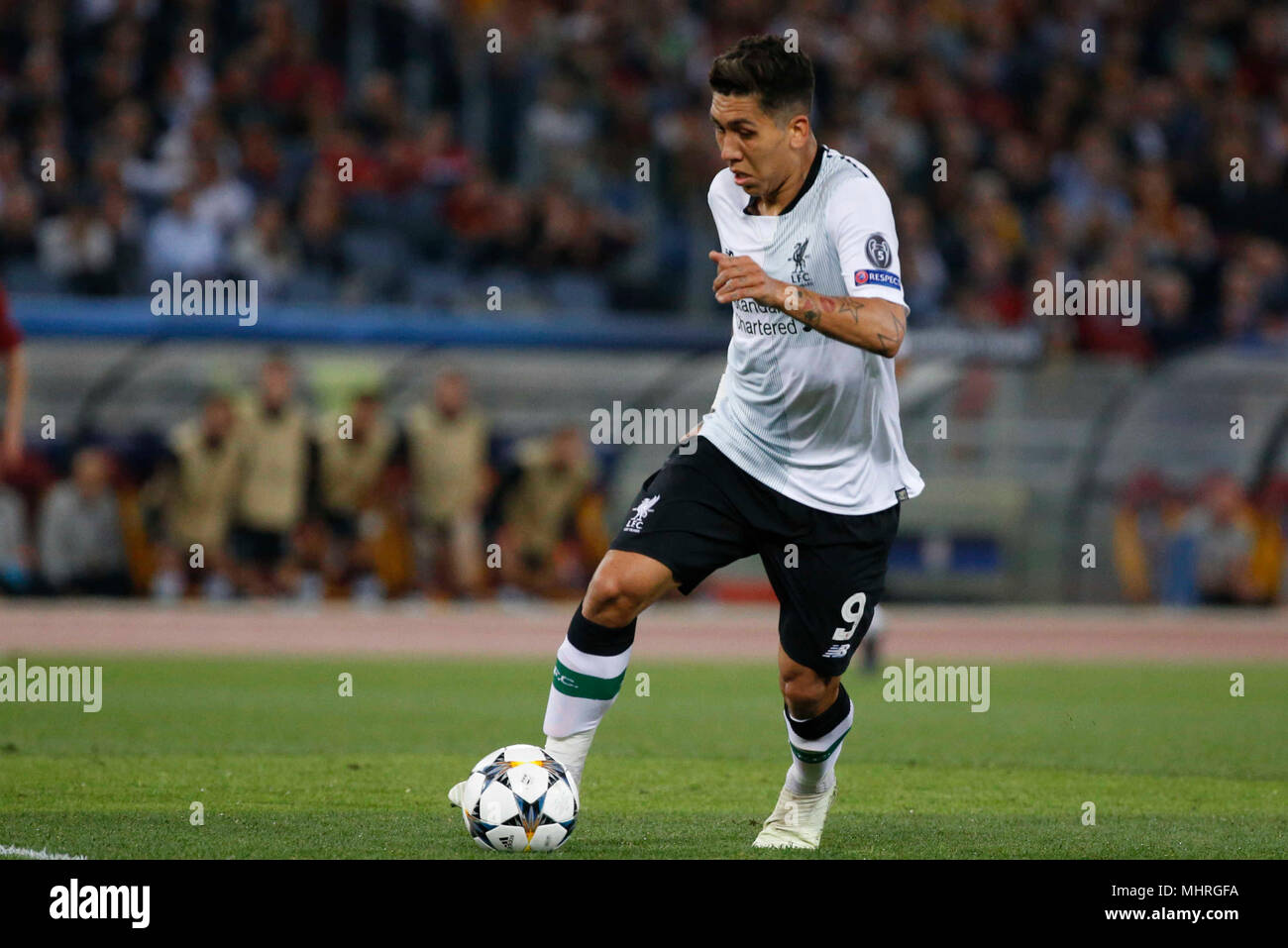 Roma, Italia. Il 2 maggio 2018. Roberto Firmino di Liverpool durante la semi finale di UEFA Champions League , come Roma - Barcellona presso lo Stadio Olimpico di Roma Italia 02 maggio 2018 Credit: agnfoto/Alamy Live News Foto Stock