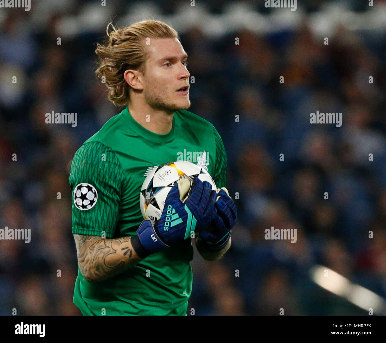 Roma, Italia. Il 2 maggio 2018. Lorius Karius di Liverpool durante la semi finale di UEFA Champions League , come Roma - Barcellona presso lo Stadio Olimpico di Roma Italia 02 maggio 2018 Credit: agnfoto/Alamy Live News Foto Stock
