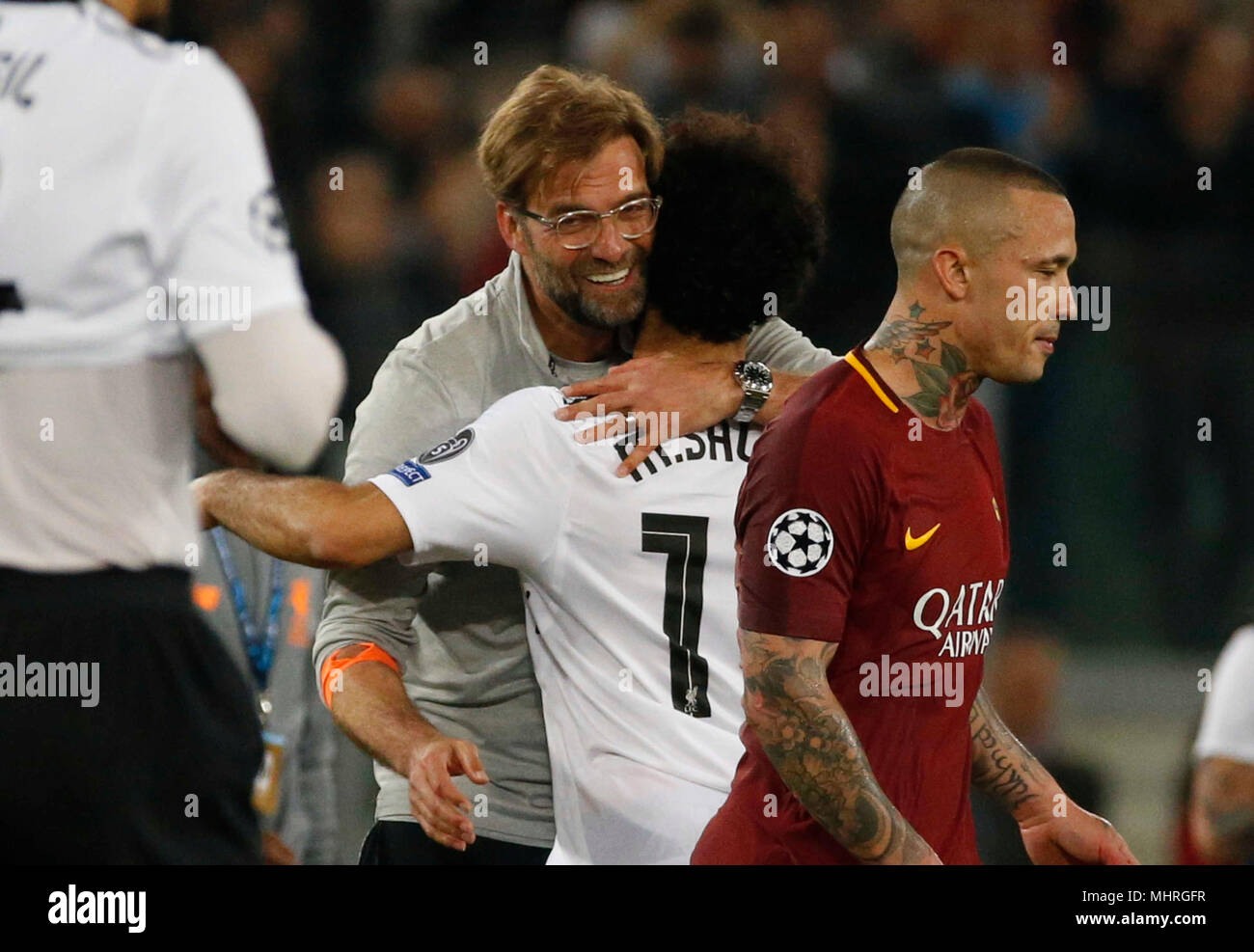 Roma, Italia. Il 2 maggio 2018. Jurgen Klopp allenatore del Liverpool celebra alla Semi finale di UEFA Champions League , come Roma - Barcellona presso lo Stadio Olimpico di Roma Italia 02 maggio 2018 Credit: agnfoto/Alamy Live News Foto Stock