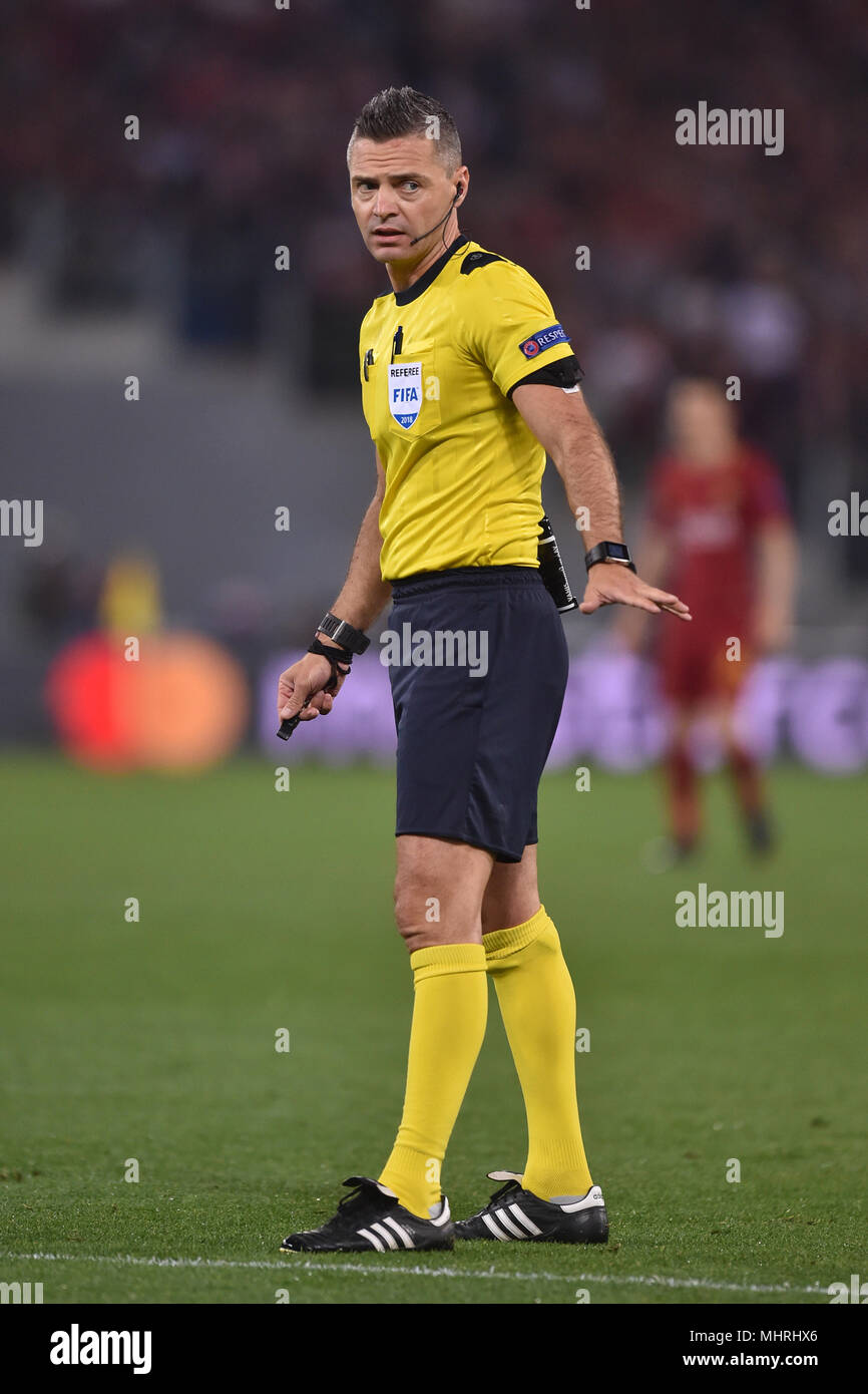 Roma, Italia. Il 2 maggio 2018. Arbitro Damir Skomina Roma 02-05-2018 Stadio Olimpico Calcio Calcio UEFA Champions League 2017/2018 come Roma - Liverpool Semifinali di ritorno, Semi Finali di seconda gamba Foto Antonietta Baldassarre/ Insidefoto Credito: insidefoto srl/Alamy Live News Foto Stock