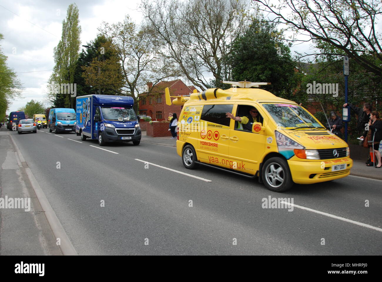 Doncaster, Regno Unito, 3 maggio, 2018. Il caravan davanti agli uomini di gara di Hatfield. Hannah sale/Alamy Live News Foto Stock