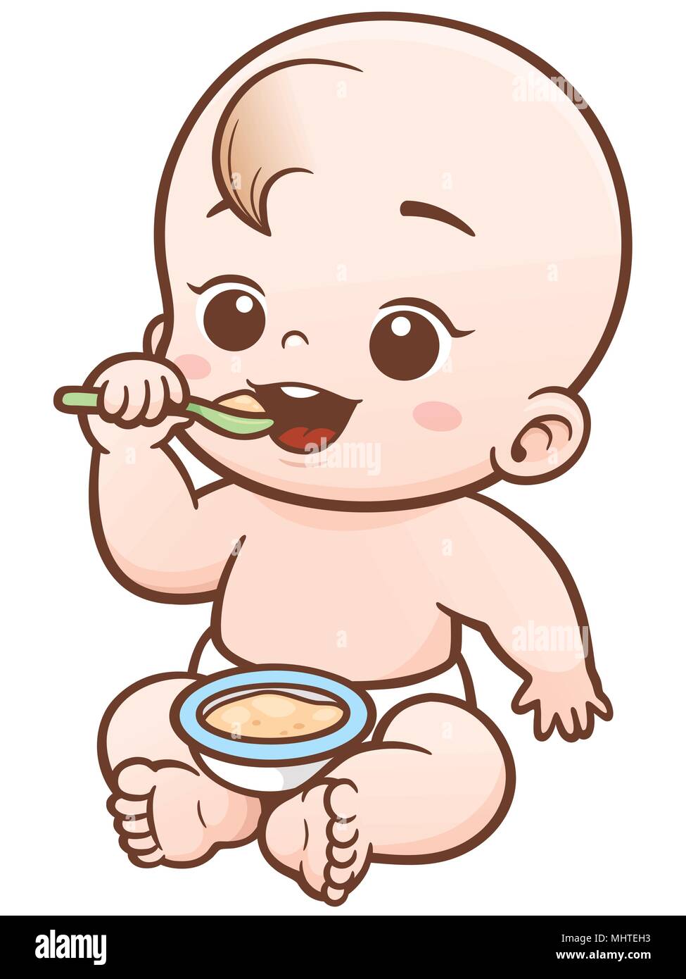 Illustrazione Vettoriale di Cartoon carino Baby mangiare Illustrazione Vettoriale