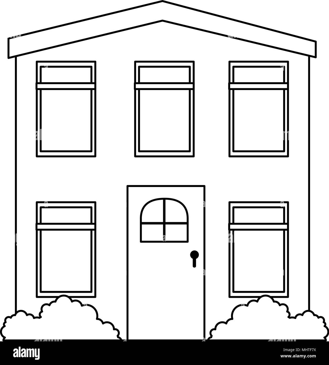 La facciata della casa icona anteriore Illustrazione Vettoriale