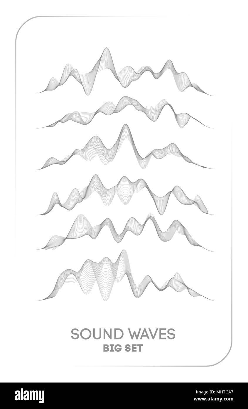 Suono di vettore d'onda . Vettore vocale musica vibrazione, canzone della forma d'onda dello spettro digitale, audio il polso e la frequenza della forma d'onda equalizzatore. Illustrazione Vettoriale