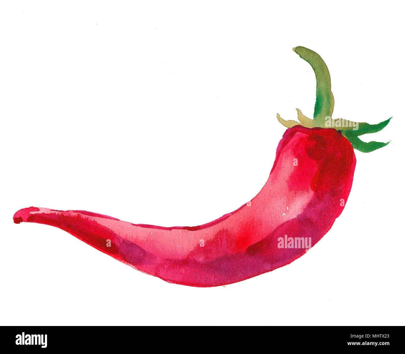 Red Hot, peperoncino, pepe. Illustrazione ad acquerello Foto Stock
