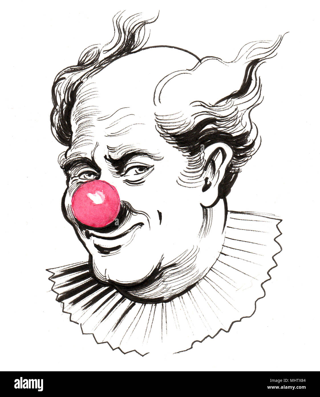 Clown sorridente con un naso rosso Foto stock - Alamy