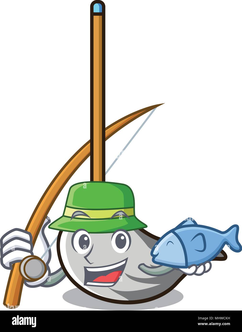 La pesca mop mascot stile cartoon Illustrazione Vettoriale