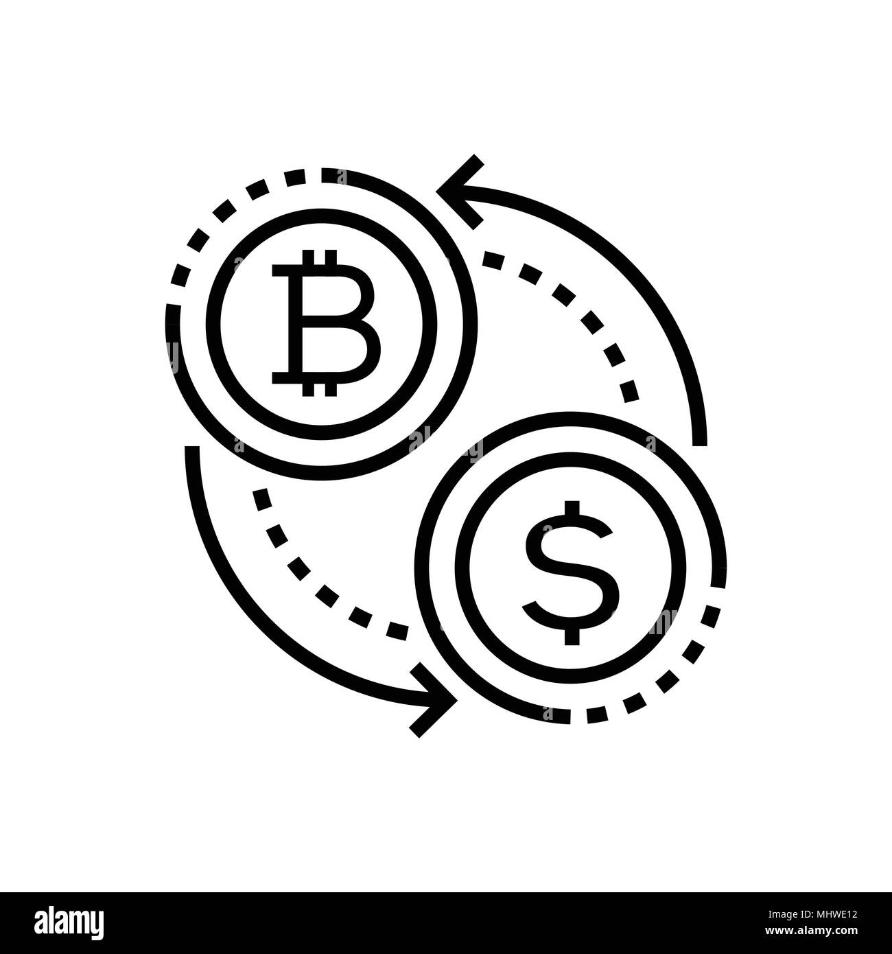 Cryptocurrency - design di linea singola icona isolato Illustrazione Vettoriale