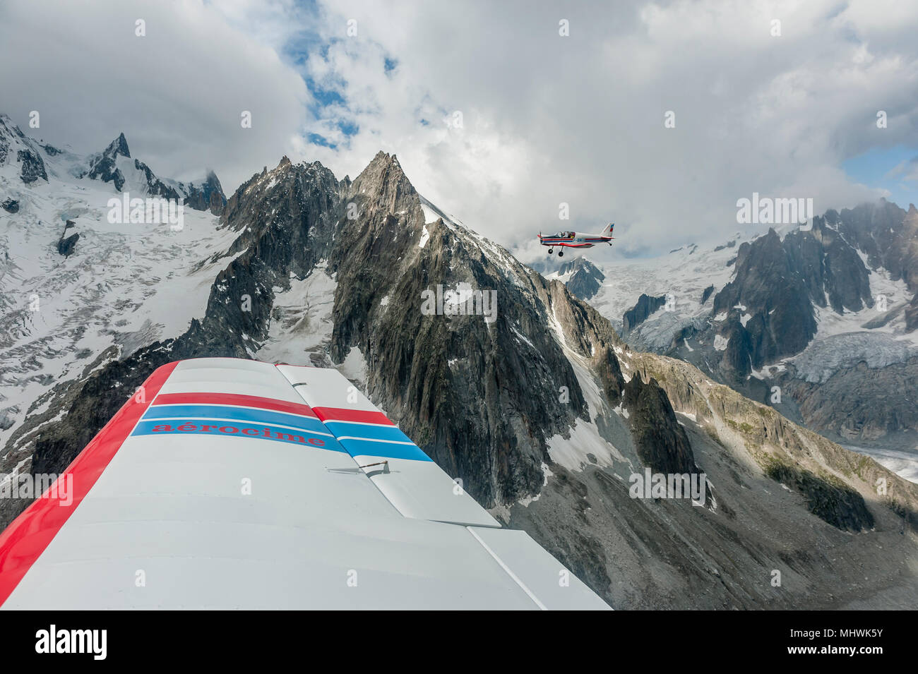 Visite turistiche volo in aeroplano sopra il massiccio del Monte Bianco, regione Rhone-Alpes, Francia Foto Stock