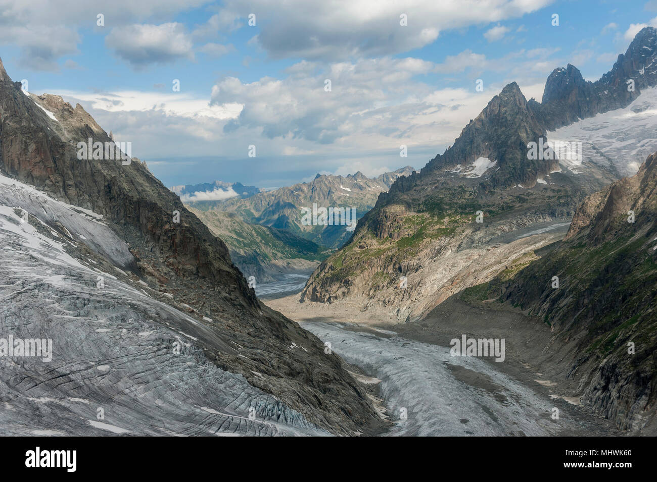 Visite turistiche volo in aeroplano sopra il massiccio del Monte Bianco, regione Rhone-Alpes, Francia Foto Stock
