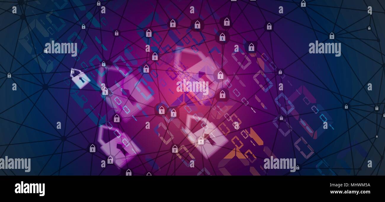 Tecnologia il concetto di sicurezza. Sicurezza moderno sfondo digitale. Sistema di protezione Illustrazione Vettoriale