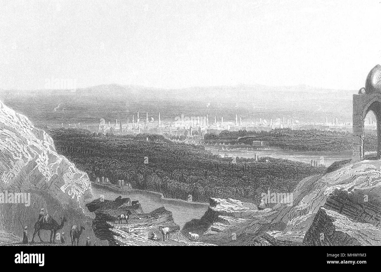 La Siria. La siria Damasco. Gregoire. Buona vista in acciaio 1876 antica stampa Foto Stock
