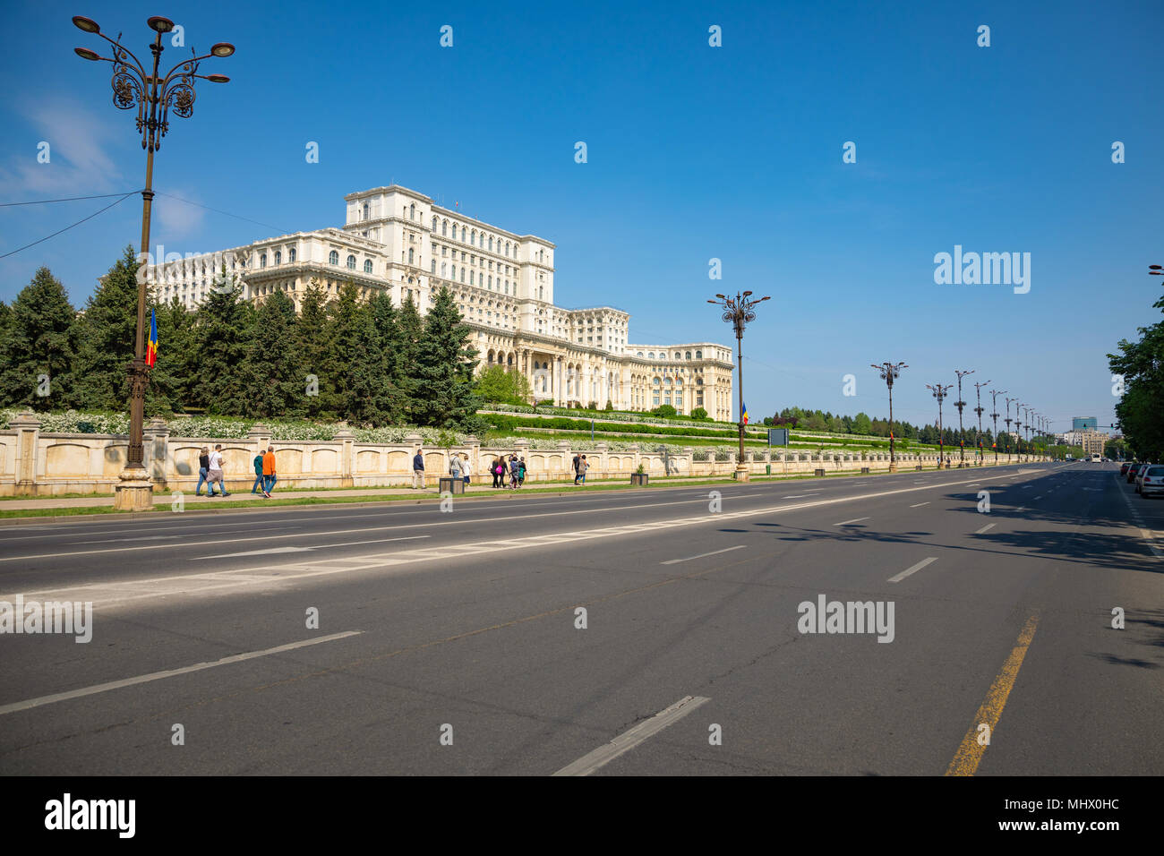 Edificio del parlamento rumeno di Bucarest è il secondo edificio più grande al mondo Foto Stock