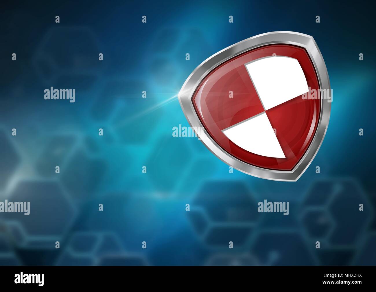 Protezione antivirus protezione blu con sfondo sfocato Foto Stock