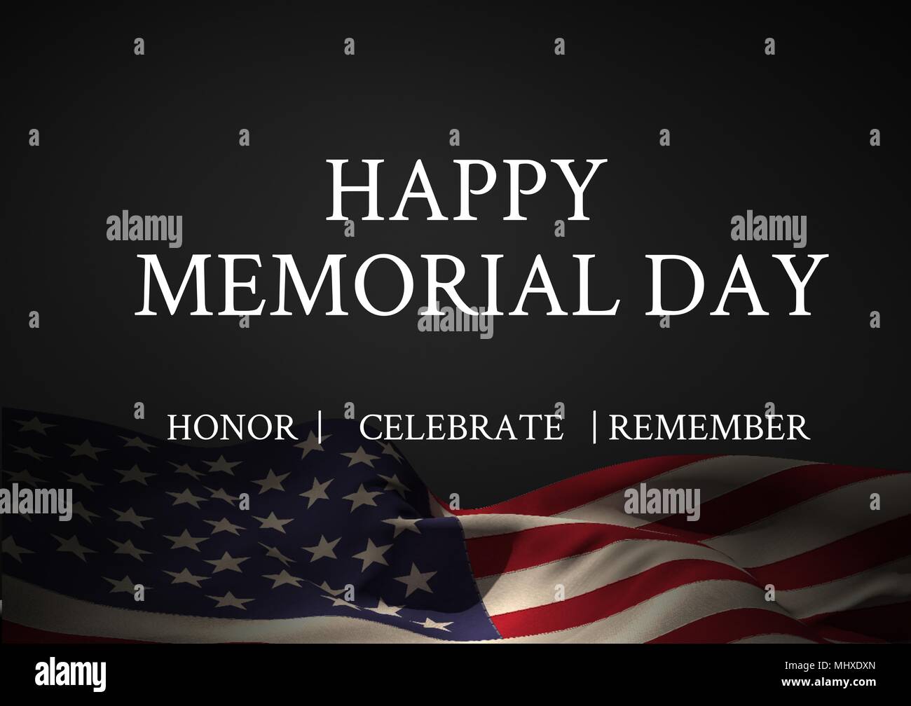 Il memorial day il testo con bandiera degli Stati Uniti Foto Stock