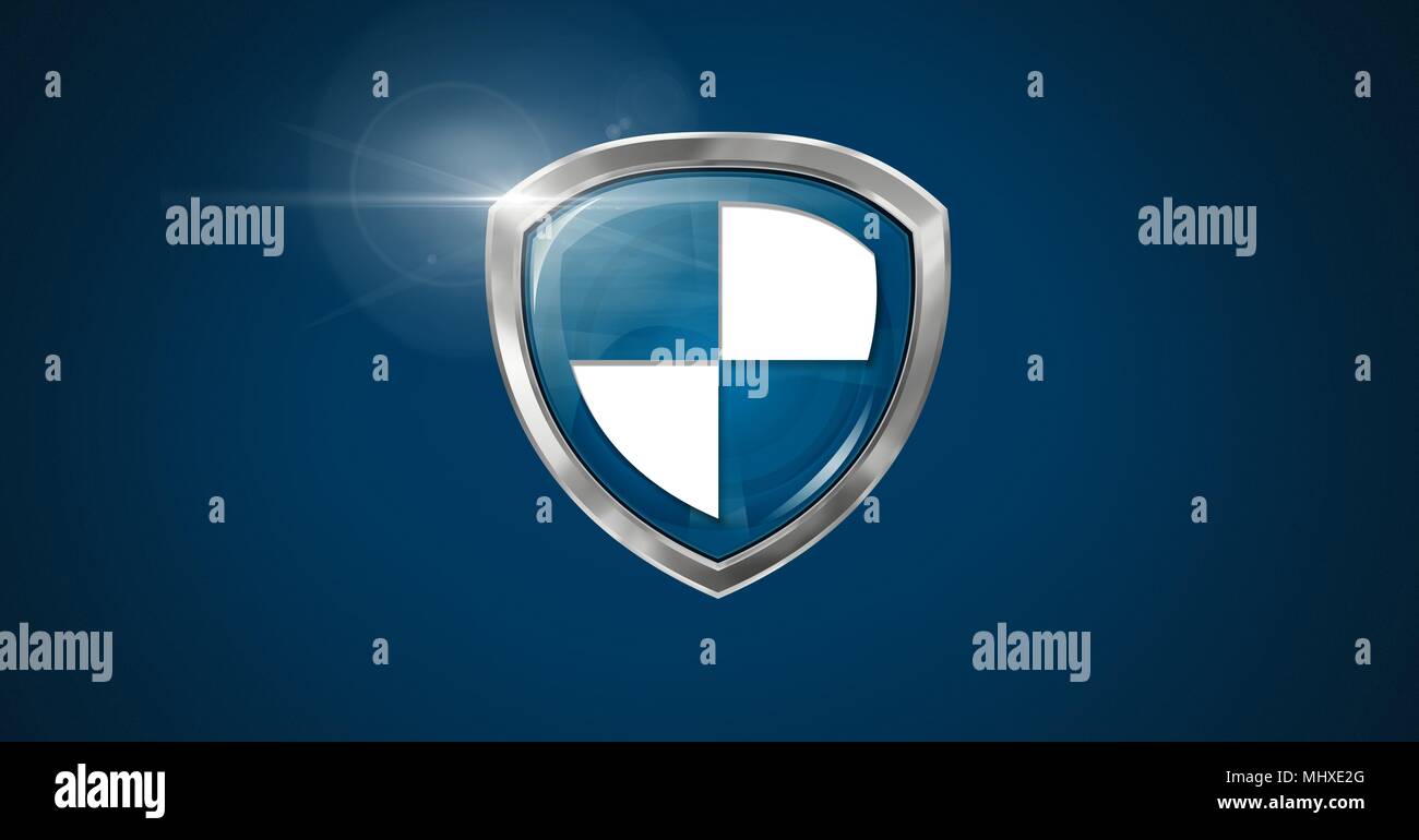 Protezione antivirus scudo di protezione su sfondo blu Foto Stock