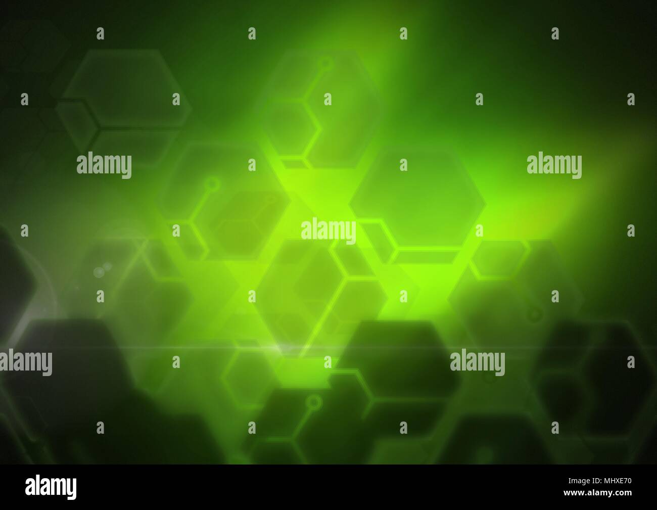 La scienza tecnologia verde sfondo sfocato Foto Stock